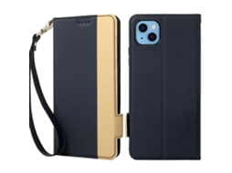Capa Inch Para Iphone 13 Pele Sintética Anti-choque Magnética Com Porta-cartões Azul