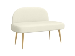Vidaxl Banco Estofado Com Encosto Creme 110 X 60 X 76 Cm