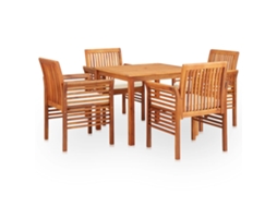 Vidaxl 5 Pcs Conjunto De Jantar Exterior C/ Almofadões Acácia Maciça