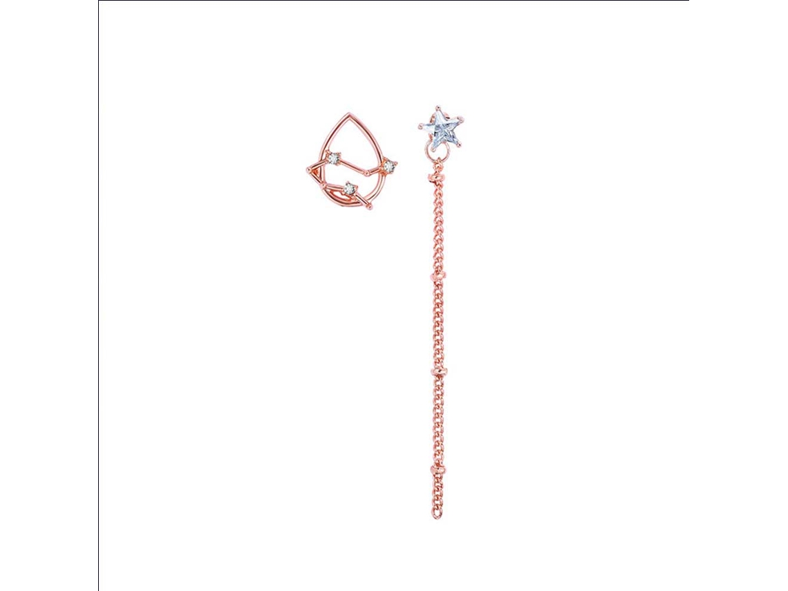 Brinco De Mulher Constellation Gêmeos Tassel Ouro Rosa