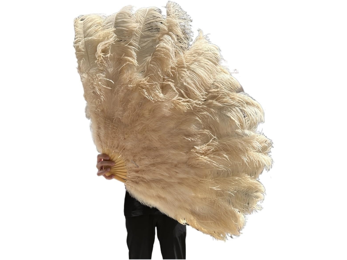 Eventail Plume Éventail À Grandes Plumes Blahes De 130 Cm/100 Cm, 13 Os, Portátil,