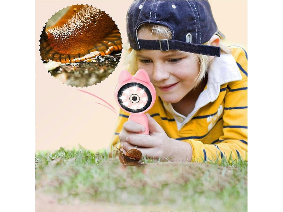 Microscópio Infantil Com Ecrã Lcd De 2 Polegadas E 8 Luzes Led Portátil