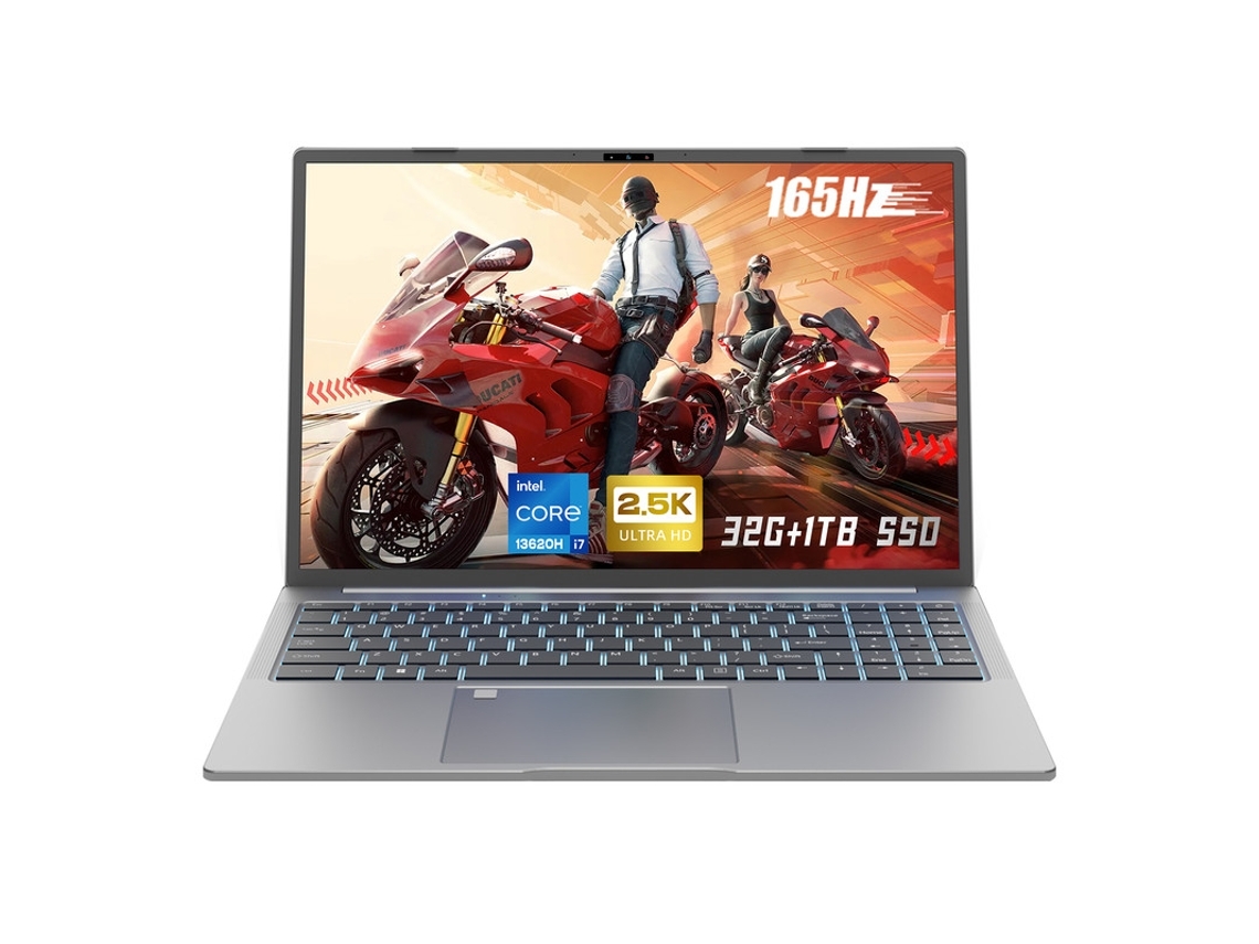 Laptop para Jogos NINKEAR N16 Pro 13Th Intel I7-13620H 16'' 2.5K Ips 165Hz 32+1T Impressão Digital (Outlet Grade A)