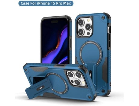 Capa Magsafe Iphone 15 Pro Max Com Suporte, Carregamento Sem Fio, Proteção Antichoque, Dupla Camada Pctpu E Cantos Reforçados