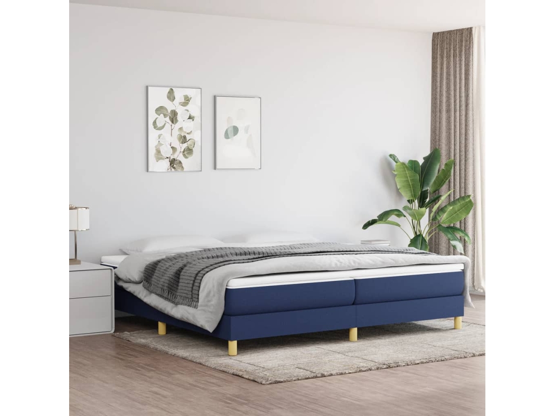 Vidaxl Estrutura De Cama Com Molas 200x200 Cm Tecido Azul
