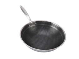 Panela de fritar aço inox 316, antiaderente, favo de mel, lavável, 30cm, gás e indução | S/MARCA