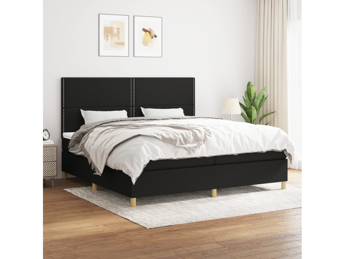 Vidaxl Cama Com Molas/colchão 200x200 Cm Tecido Preto