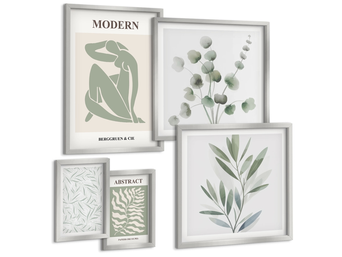 Conjunto De Pinturas Motivos Vegetais Estilosos Decorativos Espelharte (5 Peças)