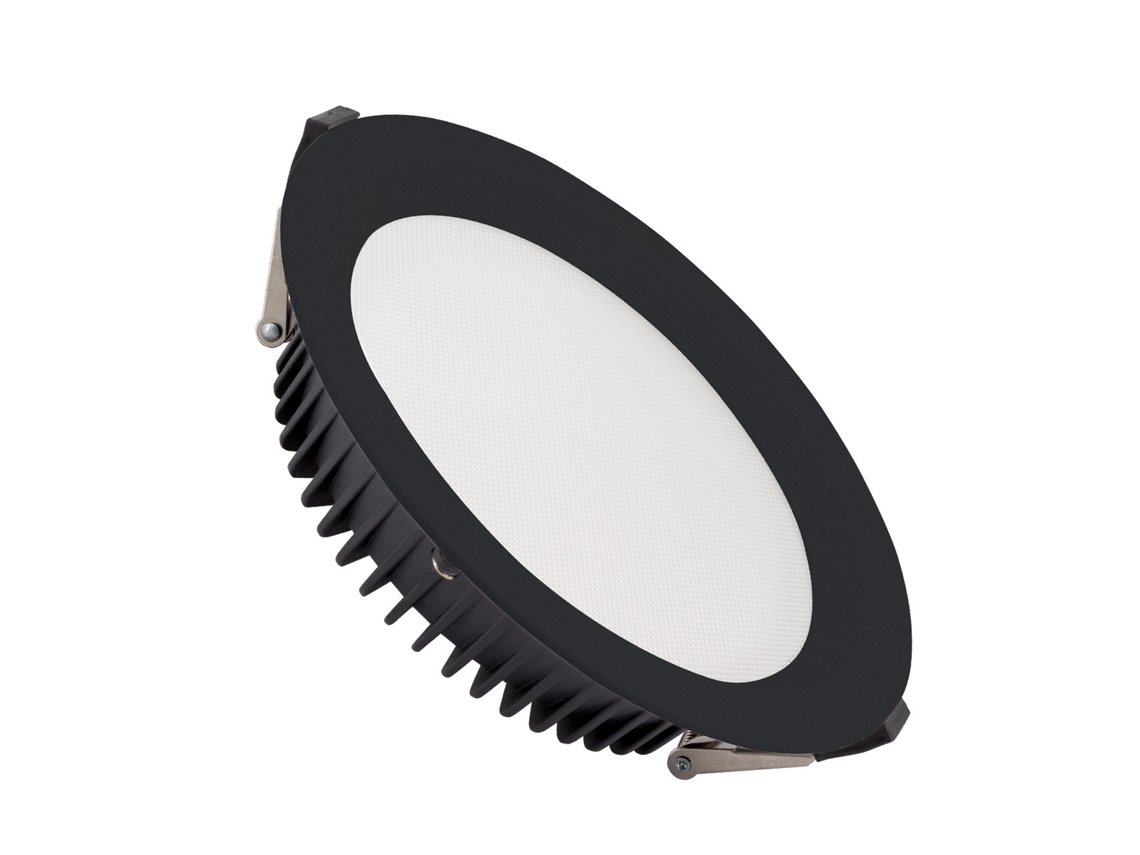 Downlight Led 24w Samsung New Aero Slim 130lm/w Microprismático (ugr17) Lifud Preto Corte Ø 200 Mm  4000k 1-10v Branco Neutro