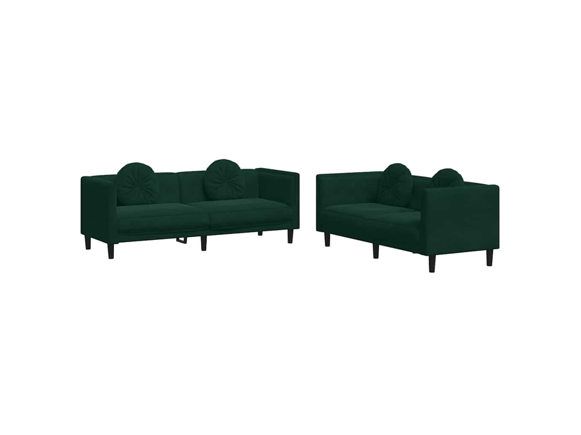 Maison Exclusive - 2 Pcs Conjunto De Sofás Com Almofadas Veludo Verde-escuro
