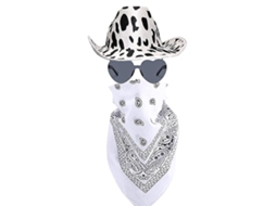 Laxiscreed Conjunto Cowboy Em Denim Com Óculos, Lenço E Chapéu Estampados De Animal Print