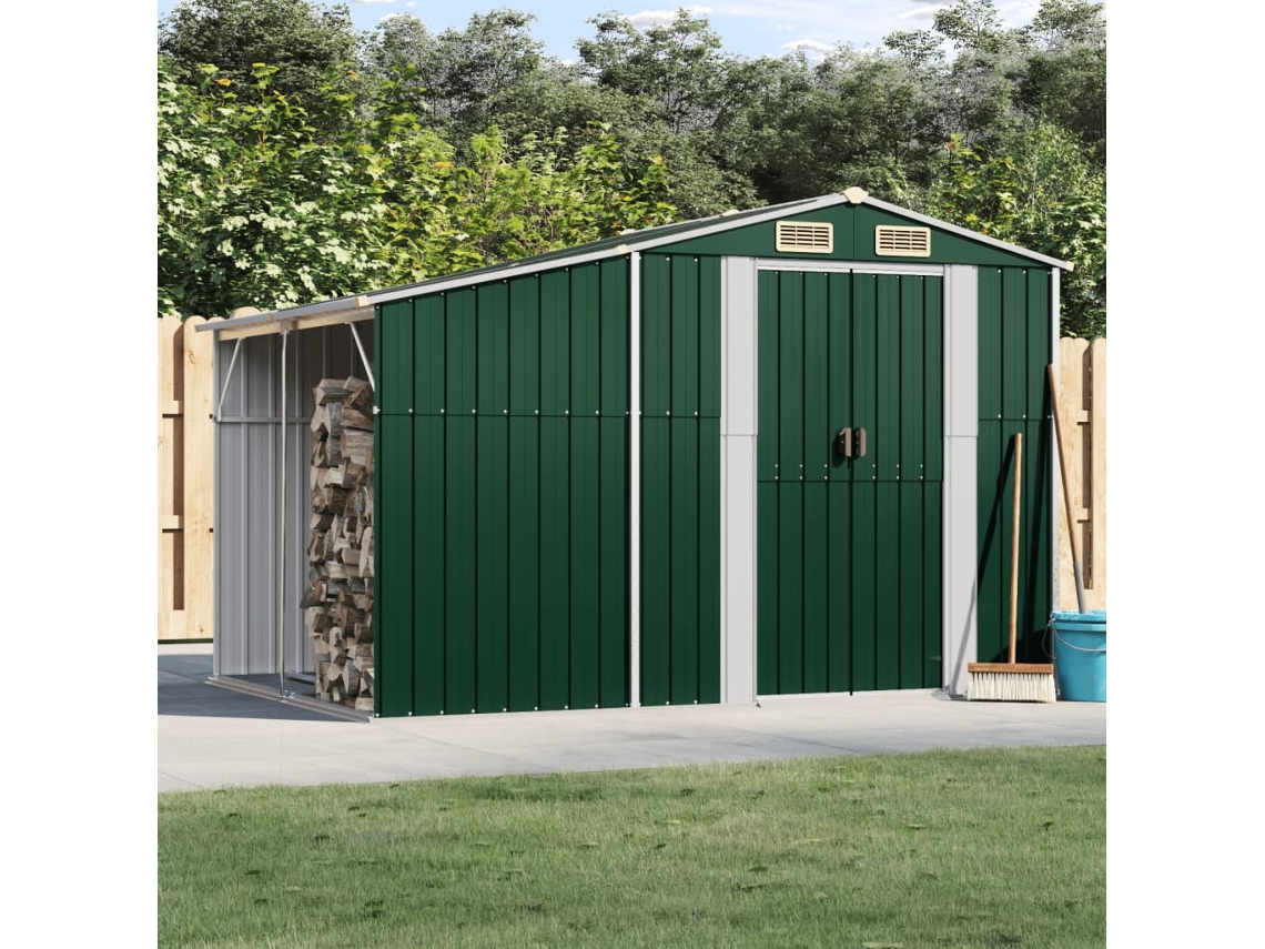Vidaxl Abrigo De Jardim 277x192,5x179 Cm Aço Galvanizado Verde