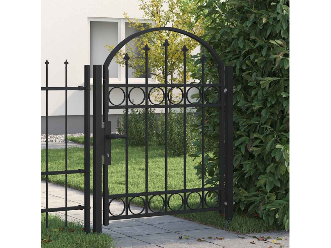 Vidaxl Portão De Cerca Assen Com Topo Arqueado, Aço, 102x125 Cm, Preto