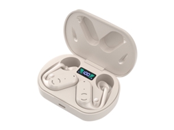 Fone de Ouvido Bluetooth de Condução Óssea IPX7 À Prova D'água com Redução de Ruído JIAPEI (bege)