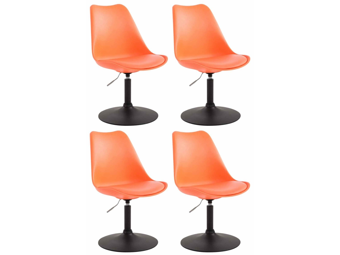 Conjunto de 4 cadeiras de jantar em plástico Maverick laranja/preto CLP