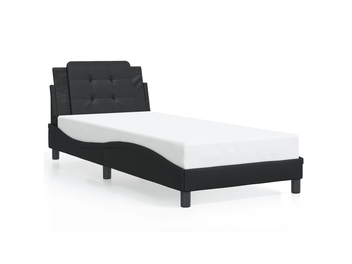 Bed Frame, Bed Frames Vidaxl Preto Couro Artificial (100 X 200 Cm)