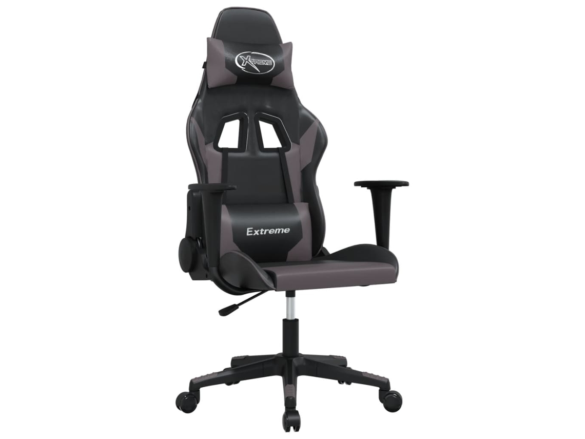 Cadeira gaming massagens VIDAXL couro artificial preto e cinzento