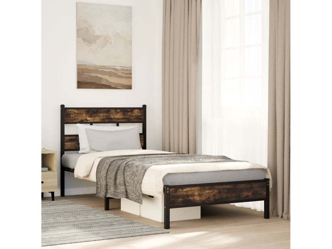Cama Sem Colchão Com Cabeceira 100x200 Cm Carvalho Sonoma