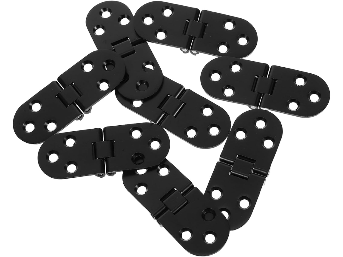 Conjunto De 8 Dobradiças Articuladas Pretas Em Liga Zinco Com Borda
