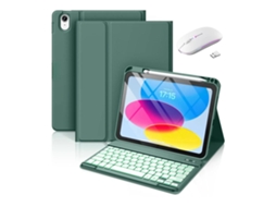 Capa Teclado Bluetooth Czhhmart Para Ipad Air2/pro (9.7) Polegadas, Con Teclado Y Mouse Retroiluminados Magnéticos (verde Oscuro)