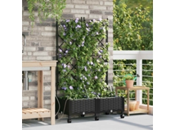 Vidaxl Jardineira Com Irrigação E Rodas 2 Unid. Preto 80 X 40 X 132 Cm
