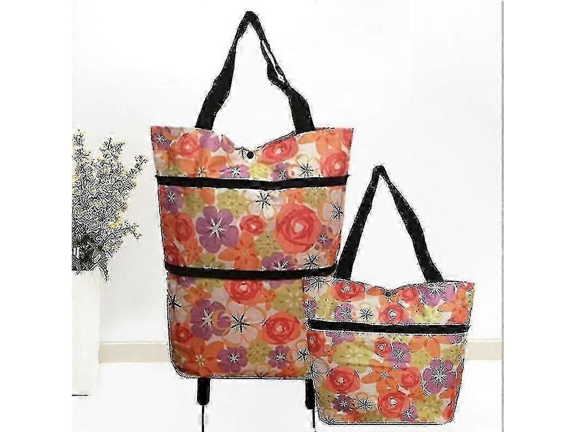 Carrinho de Compras Dobrável com Rodas e Bolsa com Zíper de Dois Estágios. Design Dobrável para Fácil Armazenamento e Transporte. GOKOCO