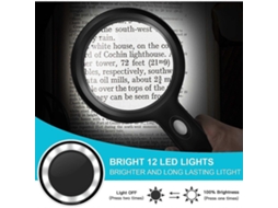 Lupa De Mão Iluminada 10x Com 12 Luzes Led, Lente De Aumento Para Idosos D Aquaforge