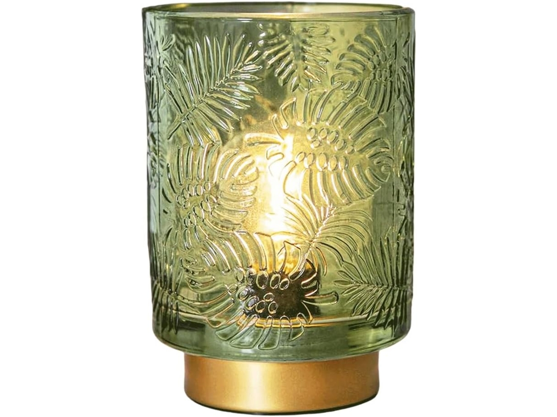 Luminária Portátil A Bateria Decorativa De Mesa Em Vidro Com Acabamento Estético Verde Jade