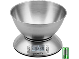 Balança de Cozinha Eletrônica Etekcity com Tigela de Aço Inoxidável, Temporizador e Sensor de Temperatura AQUAFORGE