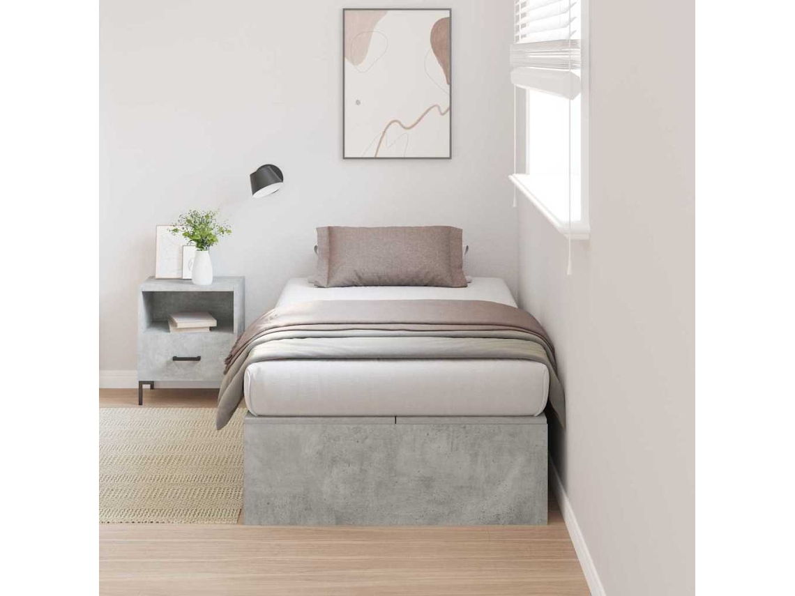 Vidaxl Estrado De Cama Com Arrumação Com Porta Cinzento 80 X 200 Cm