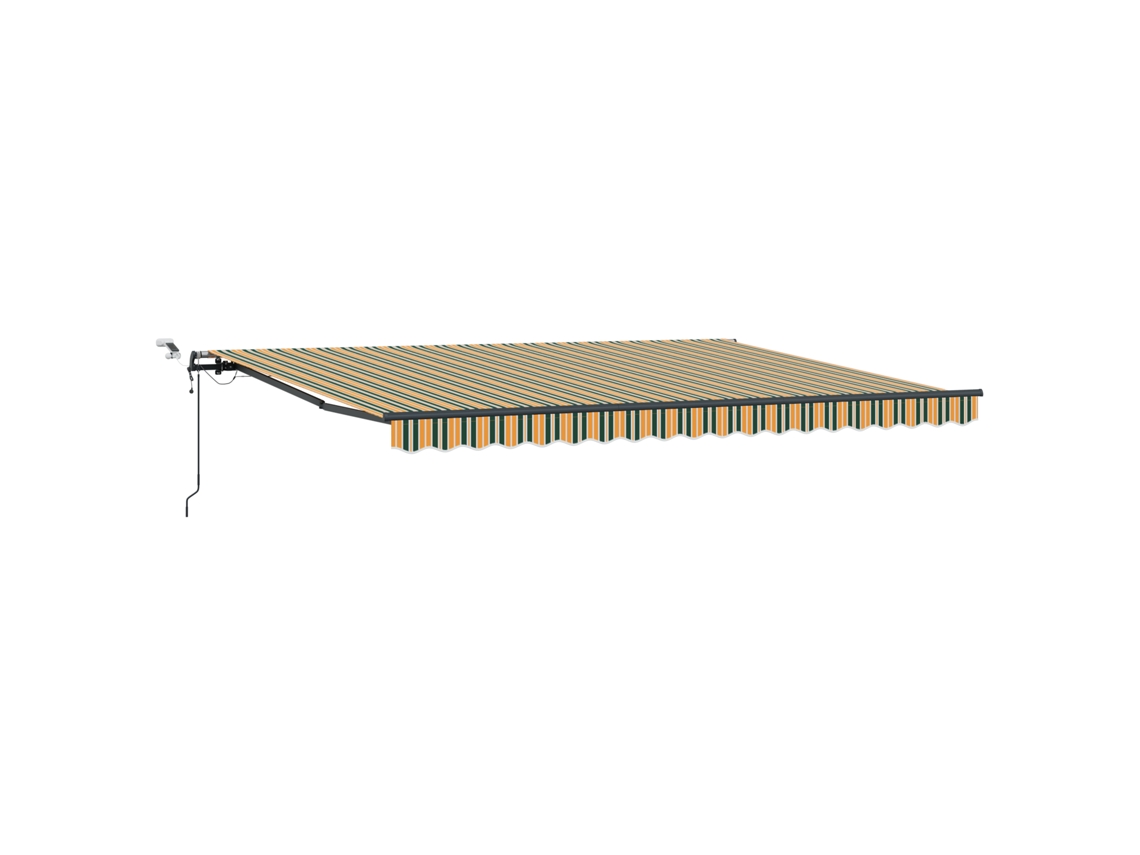 Toldo Retrátil Automático Com Led Verde E Amarelo Vidaxl Verde Poliéster (450 X 300 Cm)