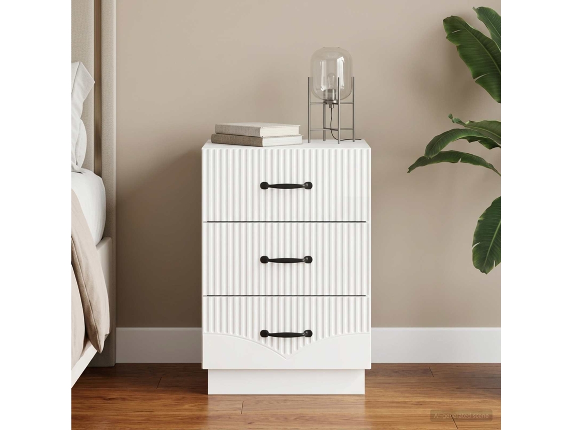 Vidaxl Armário De Cabeceira Branco Brilhante 43 X 41 X 63,5 Cm