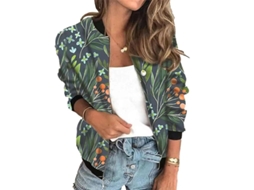 Jaqueta Curta De Zíper Com Estampa Feminina Manga Longa Slim Fit Para Primavera E Outono 2xl Cor 5