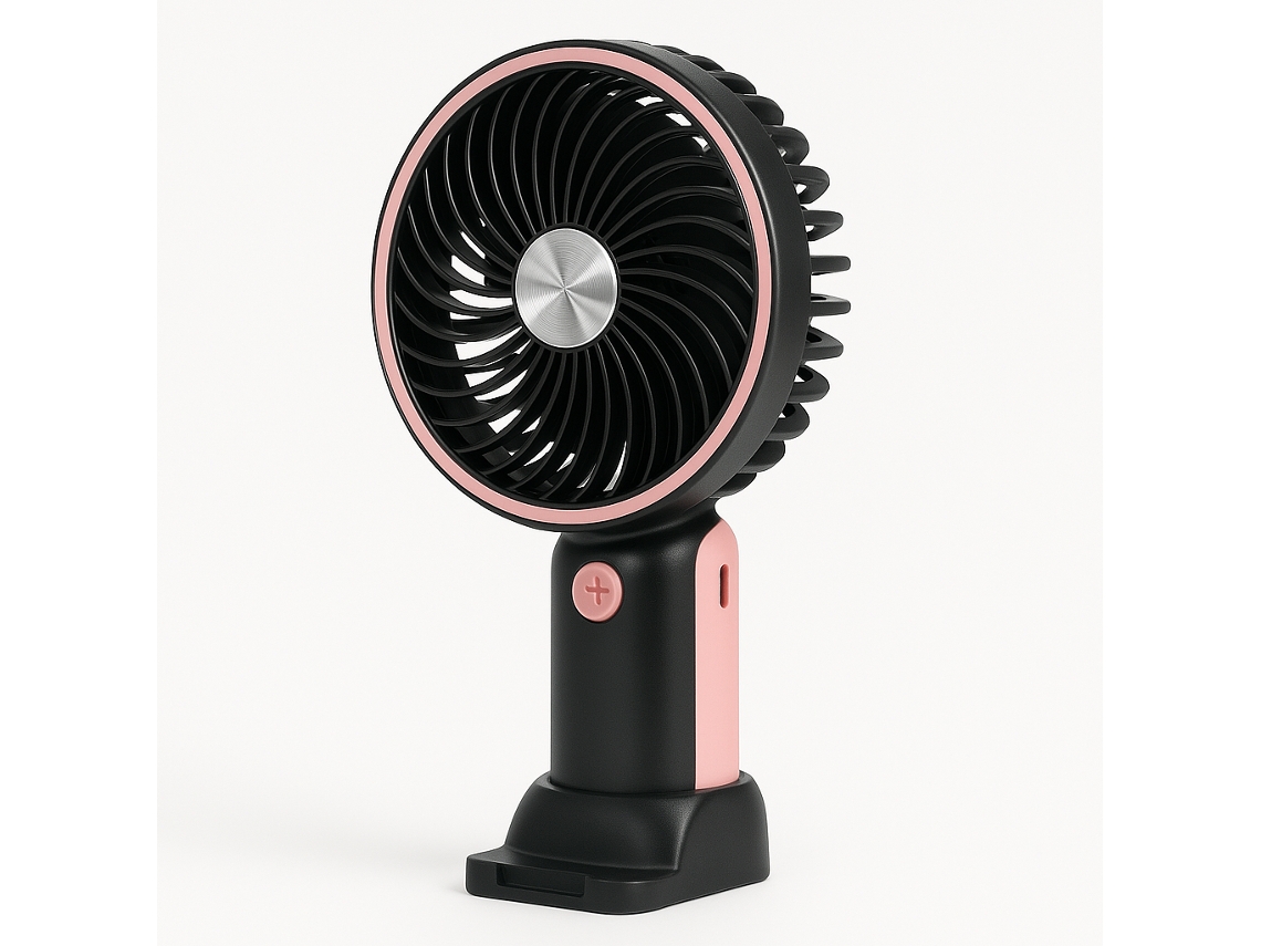 Ventoinha Portátil Com Base | Compacta, 2 Velocidades, Recarregável, Cabo Incluído Skyhe Hx10 1 Preto Rosa