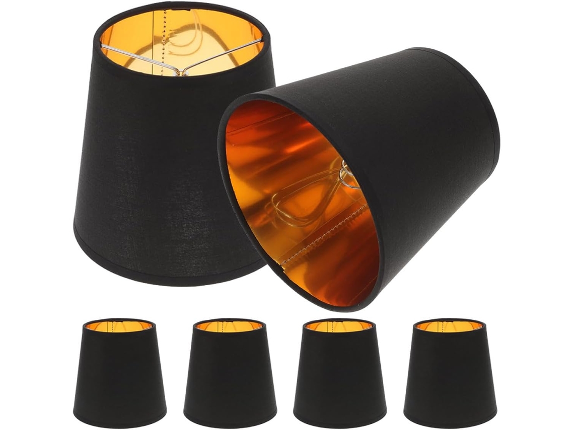 Conjunto de 6 Candeeiros de Mesa Modernos E14, Pretos e Dourados. SFUSHOS