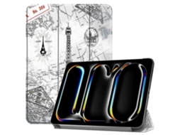 Capa de couro inteligente com suporte triplo pintada à mão Webake para iPad Pro 11 (2024)