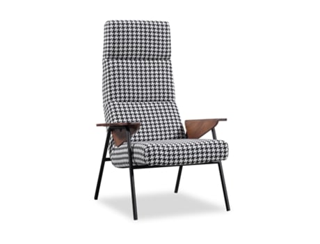 Poltrona Estofada Ribe PÄRUMM Com Estampa Em Pé de Galinha 83X87X114 Cm