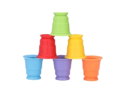 Primerox brinquedos de Copos Empilhados Silicone Macio para Bebê 6m+ Aprendizagem Criação