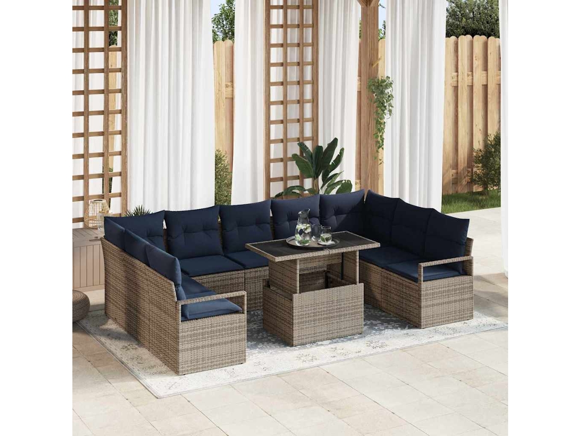 Vidaxl Conjunto De Sofá De Jardim 10 Unid. 9-número De Lugares