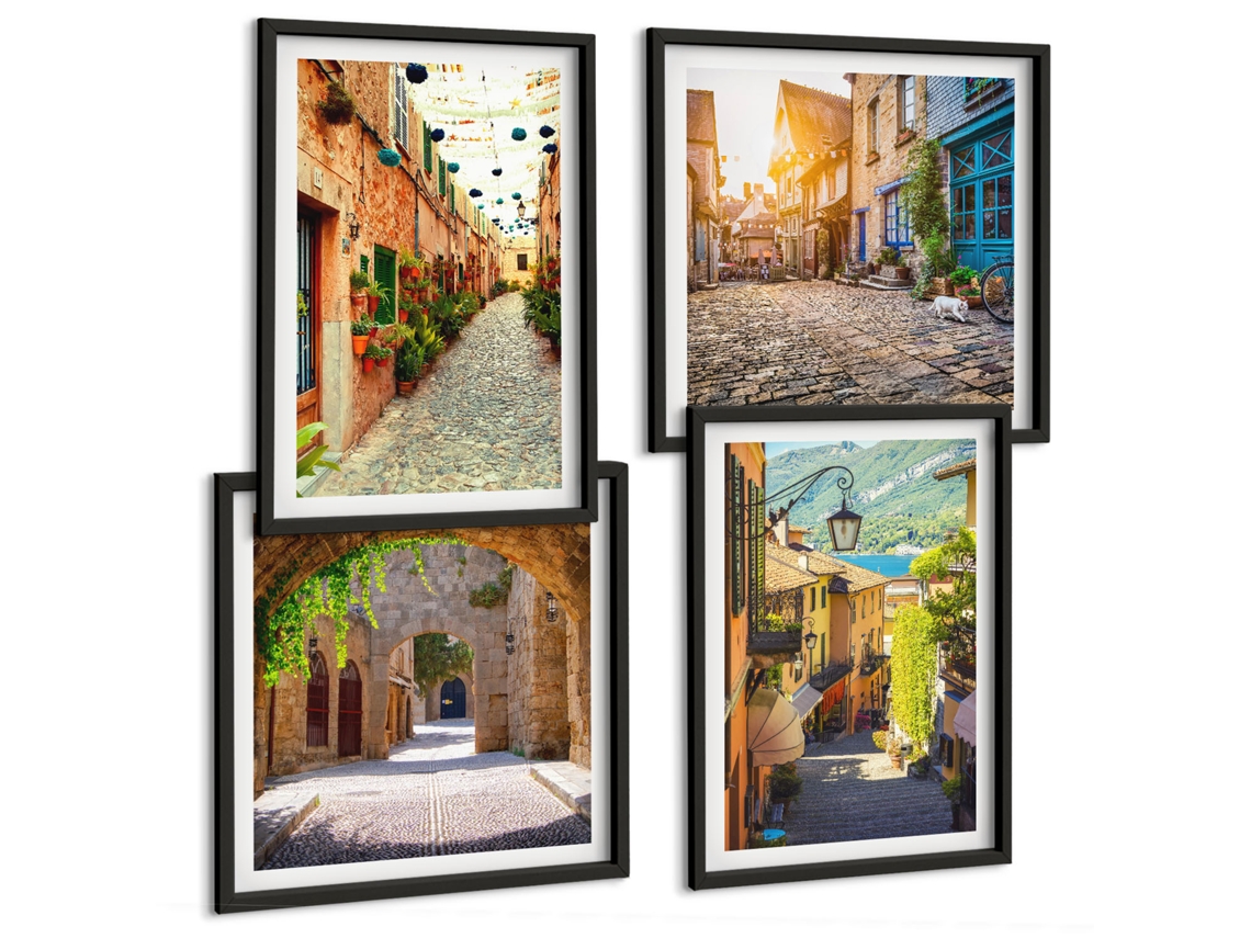 Composição De Quadros Paisagens Da Natureza Sabores Italianos Espelharte (4 Peças)