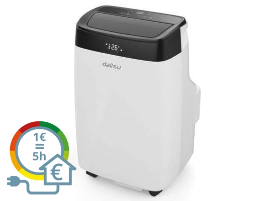 Ar Condicionado Portátil DAITSU APD 12FCX c/ Bomba de calor (24 m² - 12000 BTU - Branco)