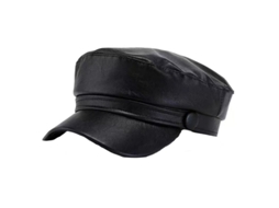 Gorra Marinera Retro Japonesa De Cuero Pu Unisex, Gorro Plano Para Mujer, Navy, Talla Única 56-58cm, Accesorio De Invierno