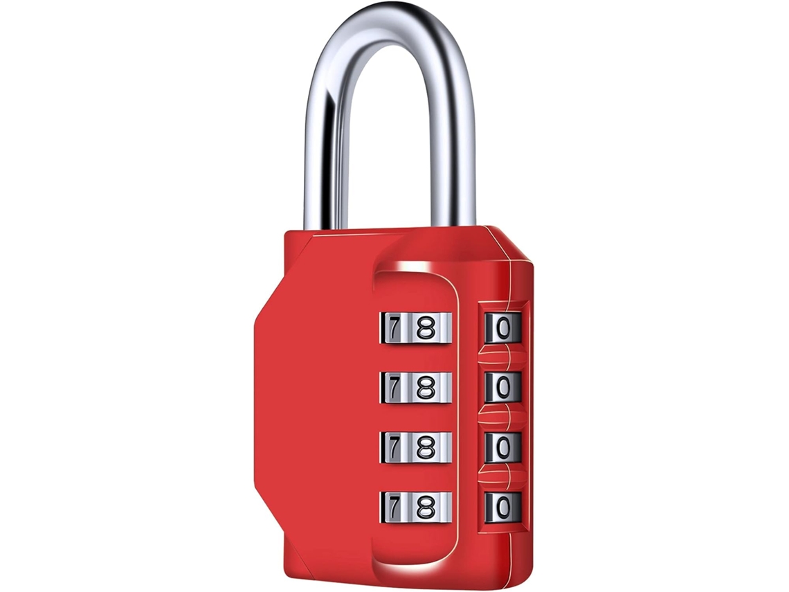 Cadeado Com Código De 4 Dígitos, À Prova De Água, Vermelho