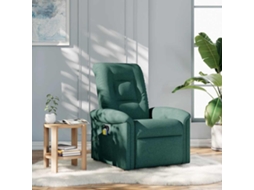 Vidaxl Poltrona De Massagens Reclinável Tecido Verde-escuro