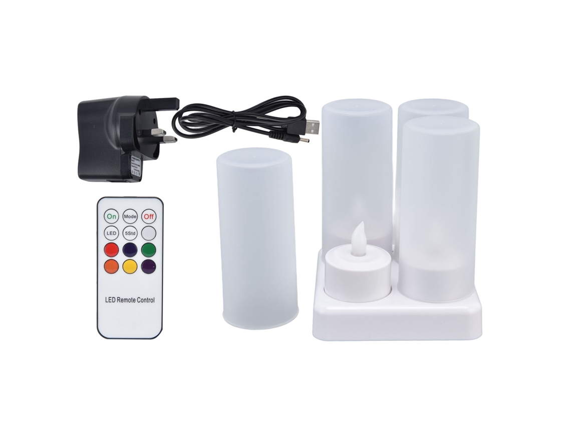 Velas Led Recarregáveis Com Controle Remoto E Base De Carregamento