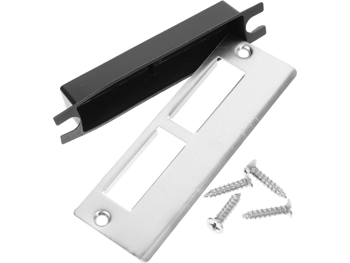 Kit Com Placa De Reforço De Porta Em Metal Prateado, Tampa De Fechadura E Parafusos