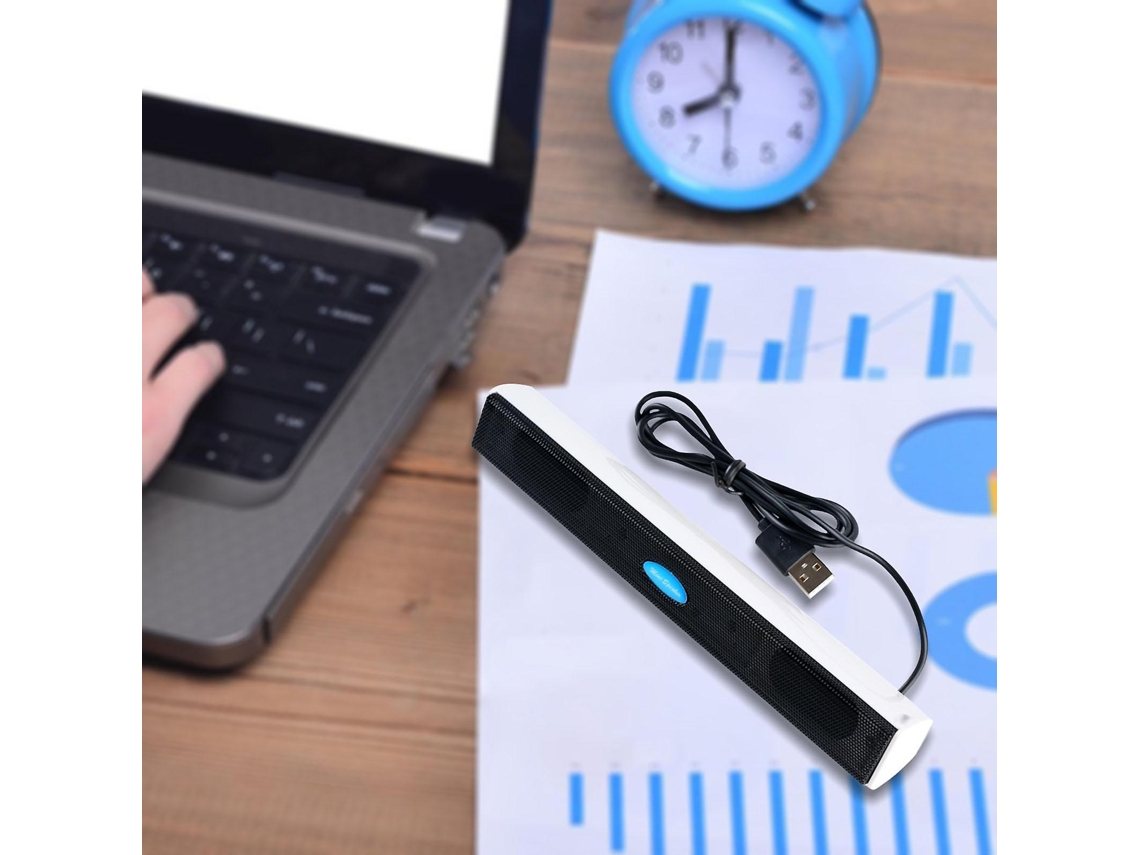 Barra De Som Com Alto Falante Alimentado Por Usb Para Pc, Laptop E Alto Falante Branco Olysi Shop