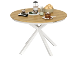 Mesa de Jantar redonda Ø118cm, estrutura de alumínio, para varandas e pátios, teca