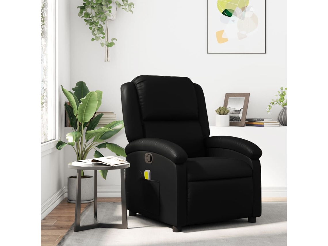 Vidaxl Poltrona De Massagem Reclinável Em Couro Sintético Preto
