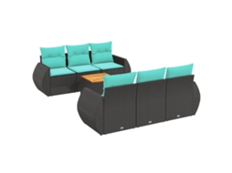 Conjunto de Sofá de Jardim, 7 Peças, Almofadas, Rattan Preto MAISON EXCLUSIVE